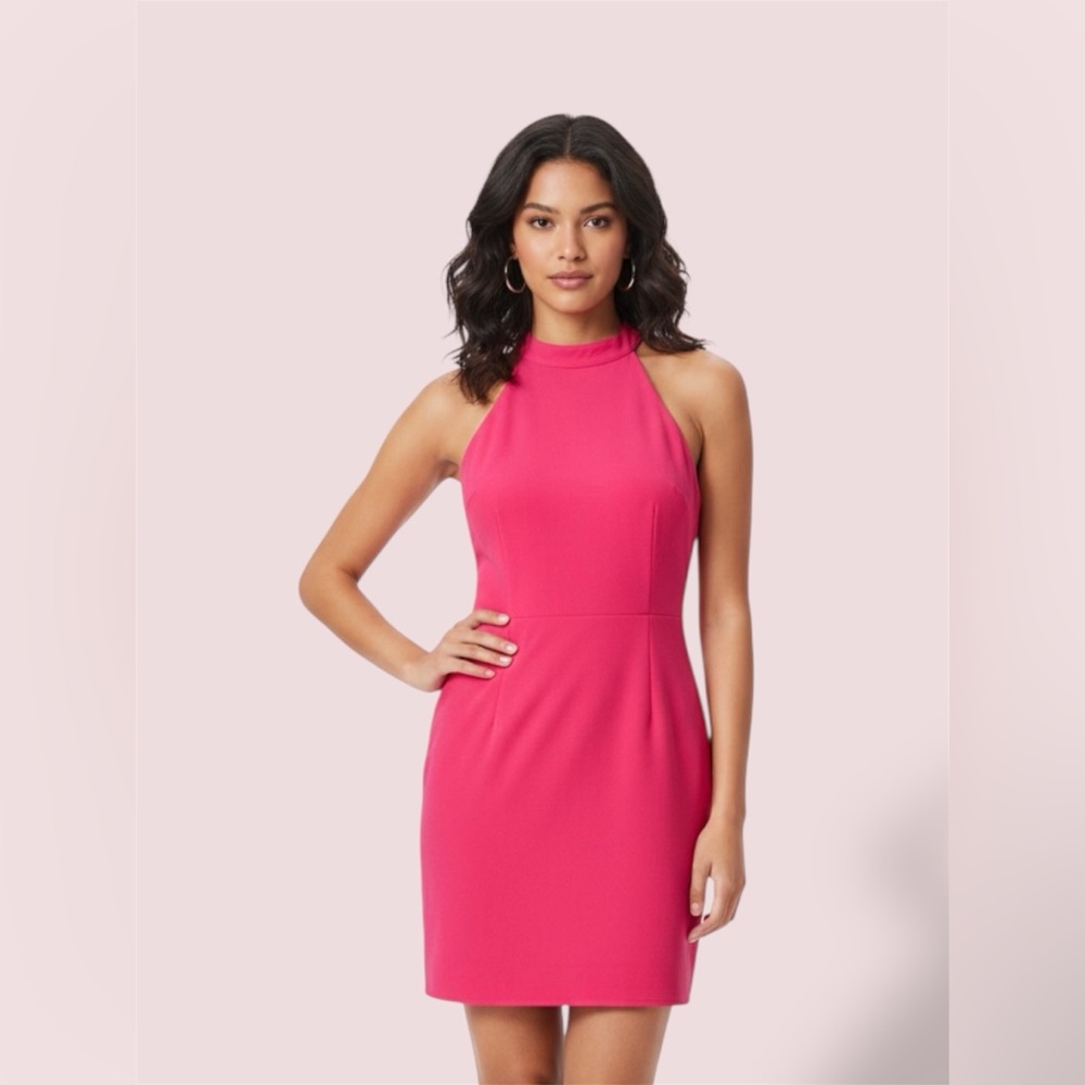 She + Sky, Elegant Pink Halter Dress - M